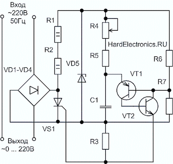 Схема регулятора напряжения постоянного тока
