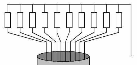 Резисторы, подключенные к выводам кабеля
