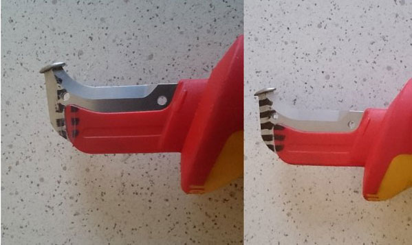 способ заточки ножа электрика с пяткой Knipex своими руками