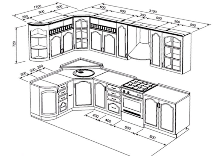 дизайн проект расстановки кухонной мебели