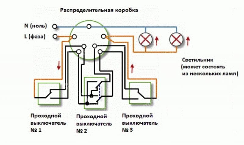 Схема проходного переключателя