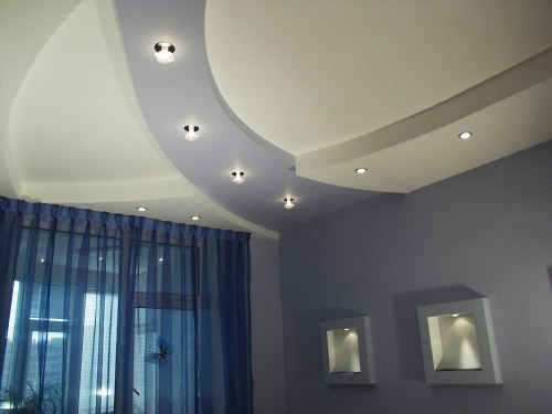 Потолок из гипсокартона с подсветкой дизайн