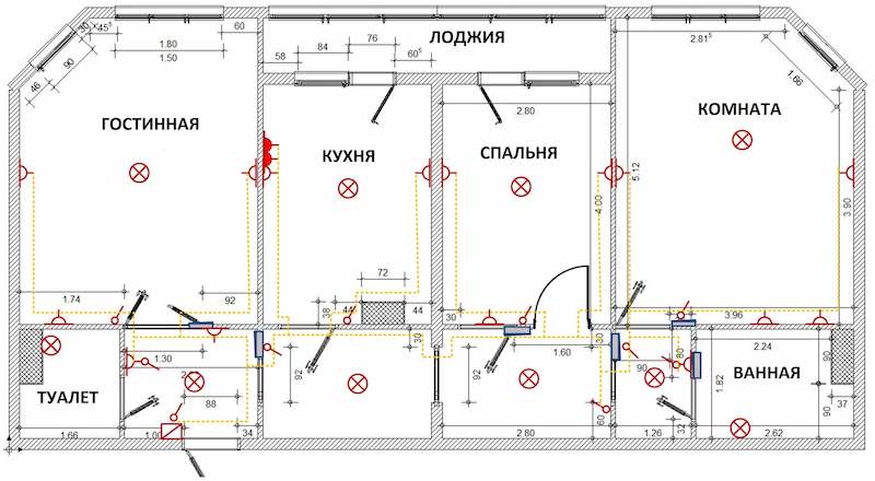 Схема проводки трехкомнатной квартиры: замена и прокладка кабеля