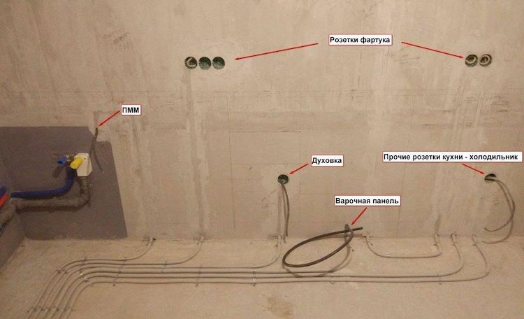 Как самостоятельно провести электропроводку на кухне - схемы разводки и особенности электромонтажных работ